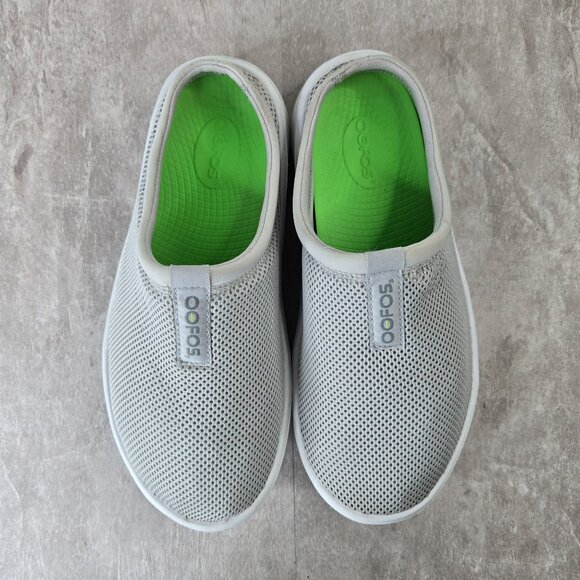 Oofos Oocoozie Mules Womens 8.5 Gray Mesh Recovery Slip On Sport Comfort Shoes - Picture 2 of 11